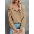thumbnail image 3 of Asyoly Women Deep V Neck Pullover Sweater Long Sleeve Casual Solid Color Classic Crochet Knit Jumper Loose Tops, 3 of 6