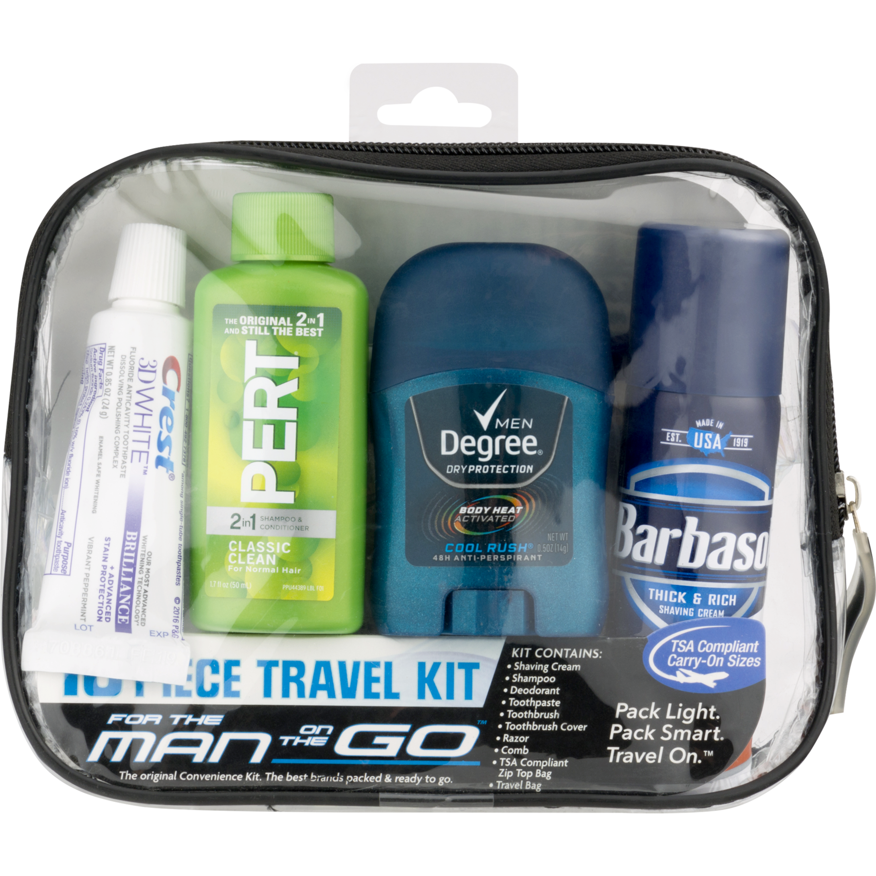 Convenience Kits International Men's Deluxe 10 Piece Travel Kit, TSA Compliant, in Reusable Clear Zippered Bag Featuring: Barbasol Shave Cream - image 5 of 5