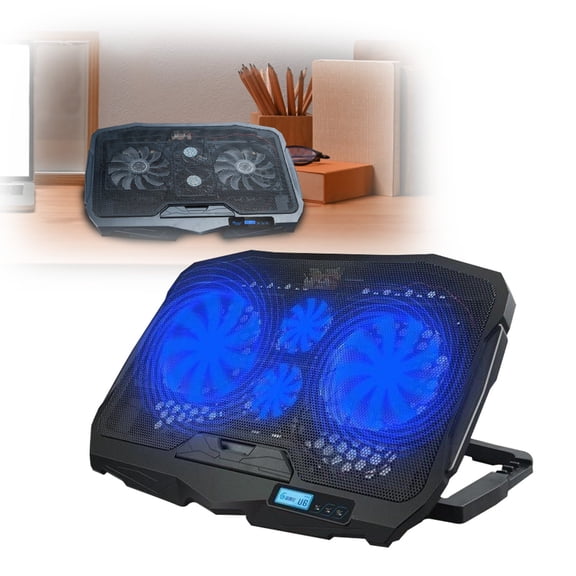 FEISHENTT Laptop Cooling Pad 4 Fans Up to 17.3 Inch Heavy Notebook Cooler, Blue LED Lights, 2 USB Ports