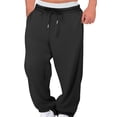 thumbnail image 2 of Men's Casual Pants Double Layer Waistband Straight Leg Solid Joggers Comfortable Sweatpants For Everyday Wear Pants Loose Fit Straight Legs Beach Trousers, 2 of 7