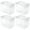 mDesign Plastic Deep Stackable Food Storage Organization Container Bin with Handles for Kitchen, Pantry, Cabinet, Refrigerator, Freezer, Countertop - Ligne Collection - 4 Pack - Clear