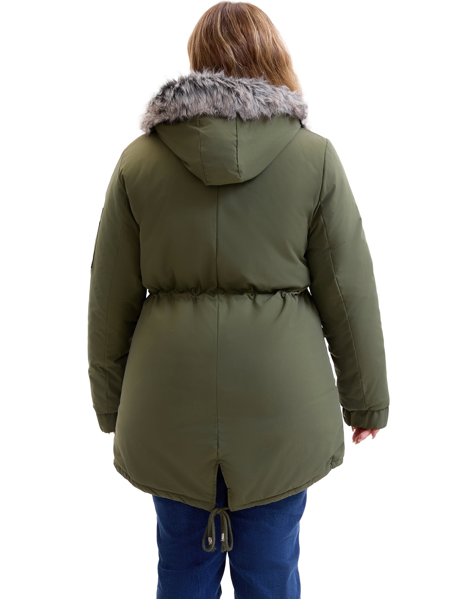 DARING DIVA Women's Plus Parka Jacket Fleece Lined Zipper Coat Army Green 4X