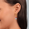 thumbnail image 4 of Gem Stone King 18K Yellow Gold Plated Silver Swiss Blue Topaz and Red Created Ruby Dangle Leverback Earrings for Women (2.76 Cttw, Gemstone November Birthstone, Heart Shape 6MM, Trillion 5MM), 4 of 4