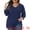 Navy Blue, variant on Women's Plus Top 3/4 Sleeve V Neck Button Decor Casual Solid Tees Shirts 1X Burgundy