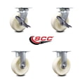 thumbnail image 2 of 6 Inch Nylon Caster Set with Ball Bearings 2 Brakes 2 Rigid Service Caster, 2 of 2