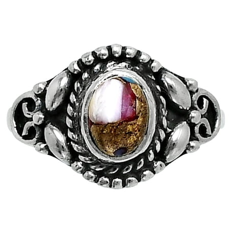 Kingman Pink Dahlia Turquoise 925 Sterling Silver Ring s.7 Jewelry R-1286 SDR248240