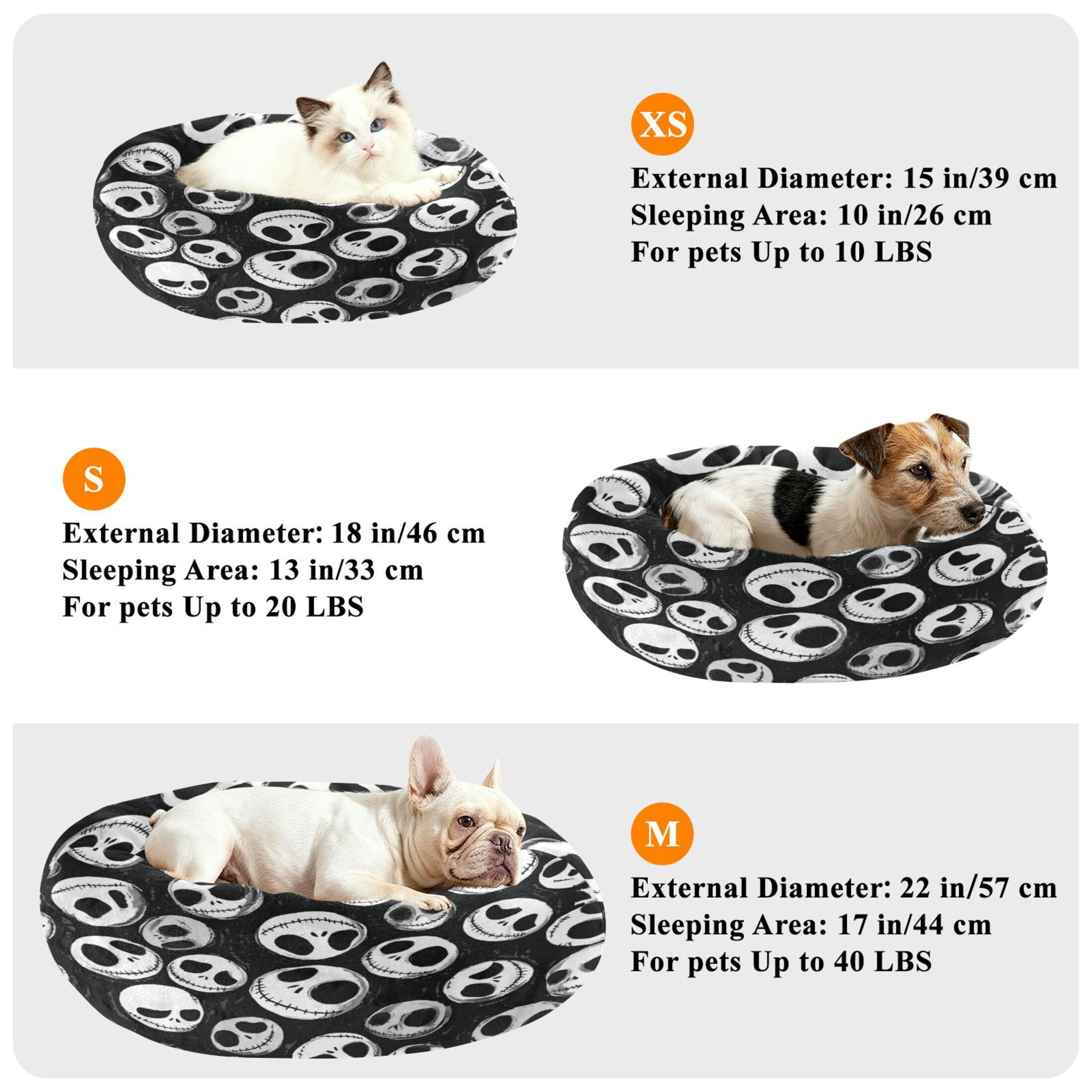 Iauyy Pet Couch Donut Cat Bed for Indoor Cats/Small Dogs Washable & Machine with Non-slip Bottom Calming Cat Furniture, Big Eyes (M)