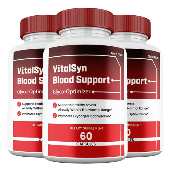 Vitalsyn Capsules, Vital Syn Pills Blood Supplement Maximum Strength All Natural Glycogen, 30 Day Supply per Bottle (3 Pack)