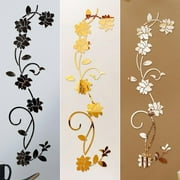 Fancy 3D Flower Mirror Wall Sticker for Bedroom Living Room Sofa Backdrop Tv Wall Background, 3D Removable Acrylic Wall Decor Decal Sticker for Home Decoration Silver