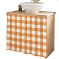 thumbnail image 2 of Orange Plaid Cabinet Curtains 35"W x 35"L, Gradient Geometric Buffalo White Checkered Sink Skirt for Bathroom Vanity Kitchen Self Adhesive, Dust-Proof Privacy Curtain for Shelves Closet Pantry, 2 of 9