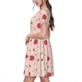 thumbnail image 2 of Vsdgher Fraise pour Femmes Été 2025 Robes Midi Maxi Décontractées Légères Manches Courtes Col Rond Robe de Plage, 2 of 6