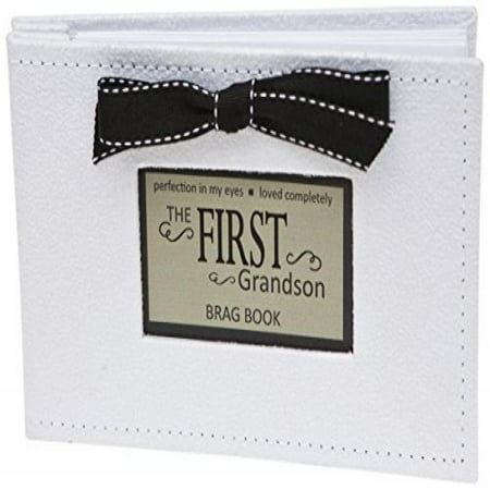 Grandparent Gifts 1st Grandson Brag Book white faux-suede Holds 32 4x6