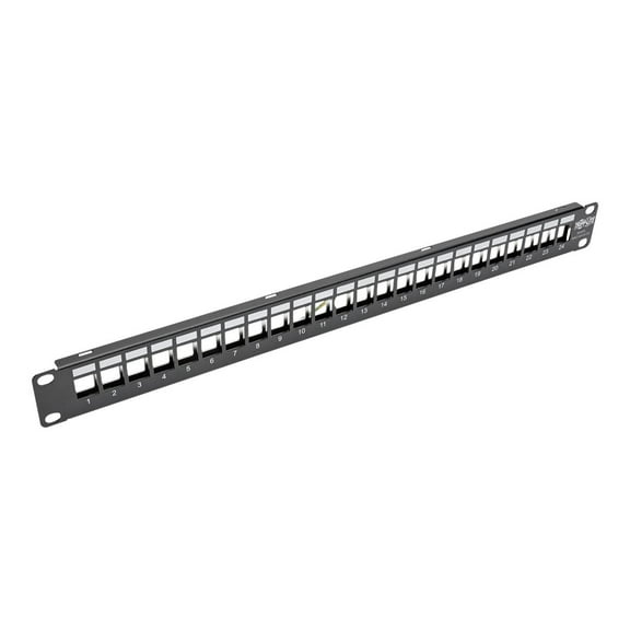 Tripp Lite 1U Patch Panel Rackmount 24-Port Shielded Blank Keystone, Multimedia, RJ45 Ethernet, USB, HDMI Cat5e Cat6 (N062-024-KJ-SH)