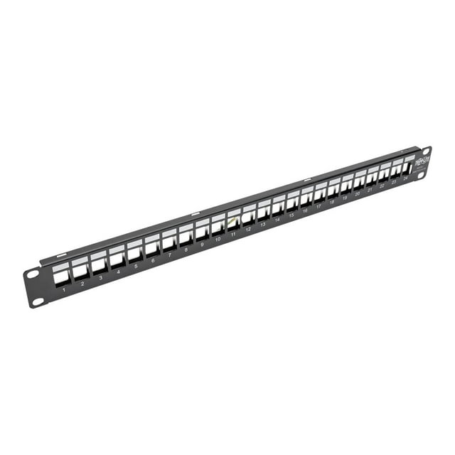 Tripp Lite 24-Port 1U Rack-Mount Shielded Blank Keystone/Multimedia Patch Panel, RJ45 Ethernet, USB, HDMI, Cat5e/6 - Panneau de Réparation - Noir - 1U - 19 Pouces - 24 ports