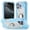 Blue+White, variant on for iPhone 16 Pro Case with Ring Stand, Heavy Duty Military Grade Rugged Shockproof Silicone Rubber Magnetic Kickstand Holder Case for Women Girls For iPhone 16 Pro, Rosegold