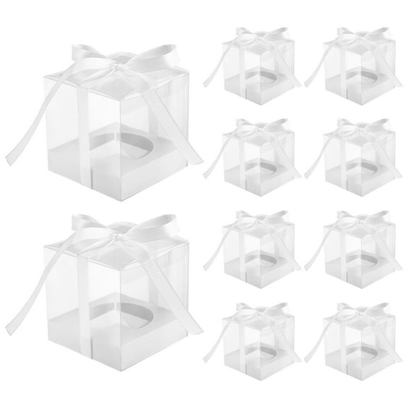 LEORX Transparent Cake Boxes for Storage Use Made of PVC Safe and 10pcs Suitable for Cupcakes and Small