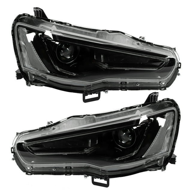 VLAND LED Proyector de doble haz Faros dinámicos Blackout Fit para Mitsubishi Lancer/Evo X 2008-2017 LHD