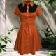 thumbnail image 2 of Vestido camisero vintage con estampado floral western para mujer - Botones, cintura elástica - Vestido midi informal de estilo retro, 2 of 3