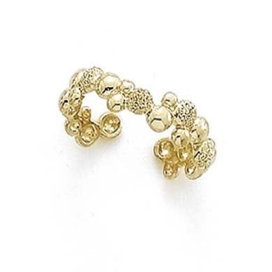 Solid 14k Yellow Gold Adjustable Enamel Ladybug Ball Toe Ring