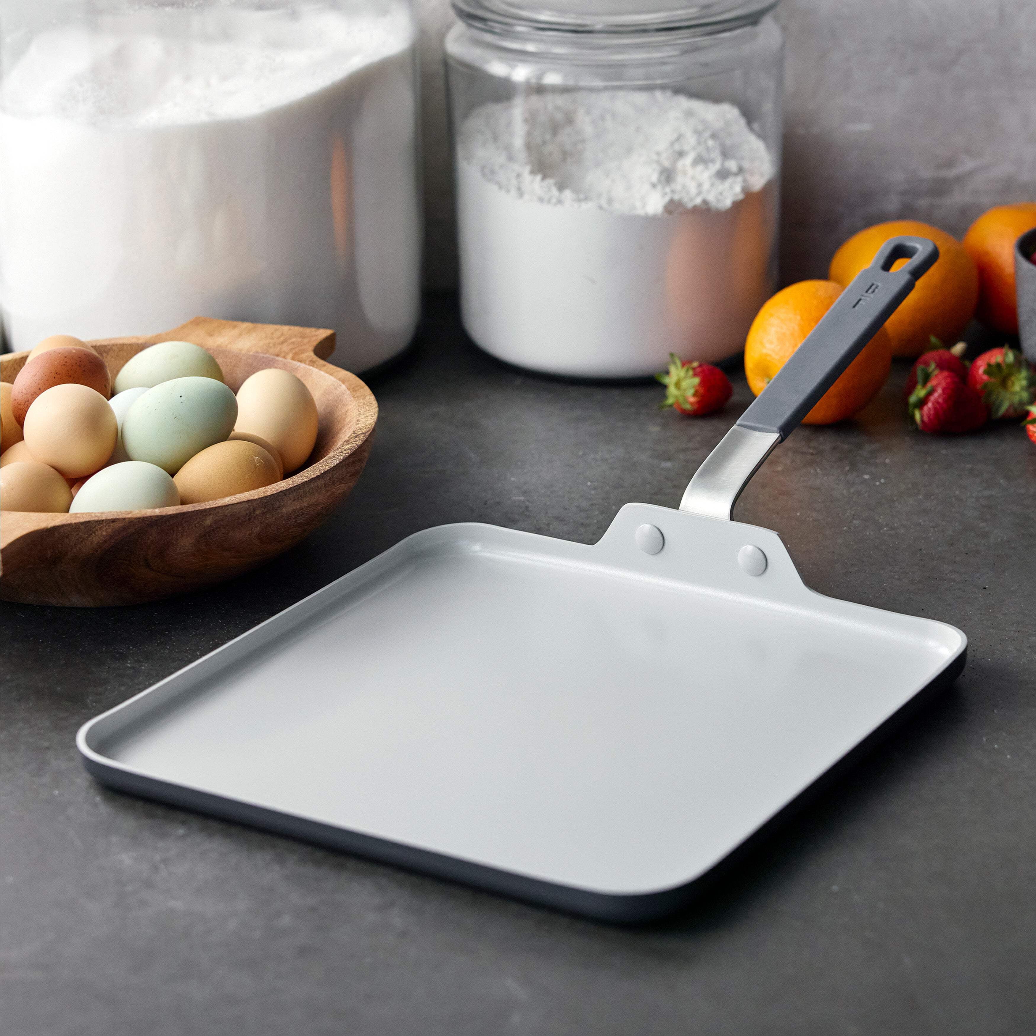 GreenPan Bobby Flay 11" Nonstick Square Griddle, Dishwasher Safe, Gray