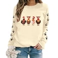 thumbnail image 4 of Xmyrz Womens Fall Hoodies Christmas Chicken Print Vogue Hoodless Sweatshirt Long Sleeve Crewneck Cute Hoodies Cute Sweatshirt, 4 of 5