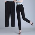 thumbnail image 2 of Pantalones de oficina a la moda para mujer, color liso, combinables con todo, para primavera y otoño, con banda elástica, cintura alta, ajustados, informales, largos y rectos., 2 of 5