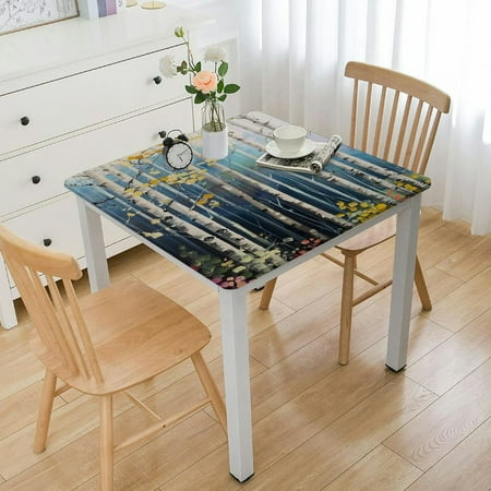 

Facannap Trees Flowers Leaves Square Table Cover Oil Resistant Wear Resistant Reusable Desktop Protection Waterproof Fabric 100% Polyester Fiber 36*36