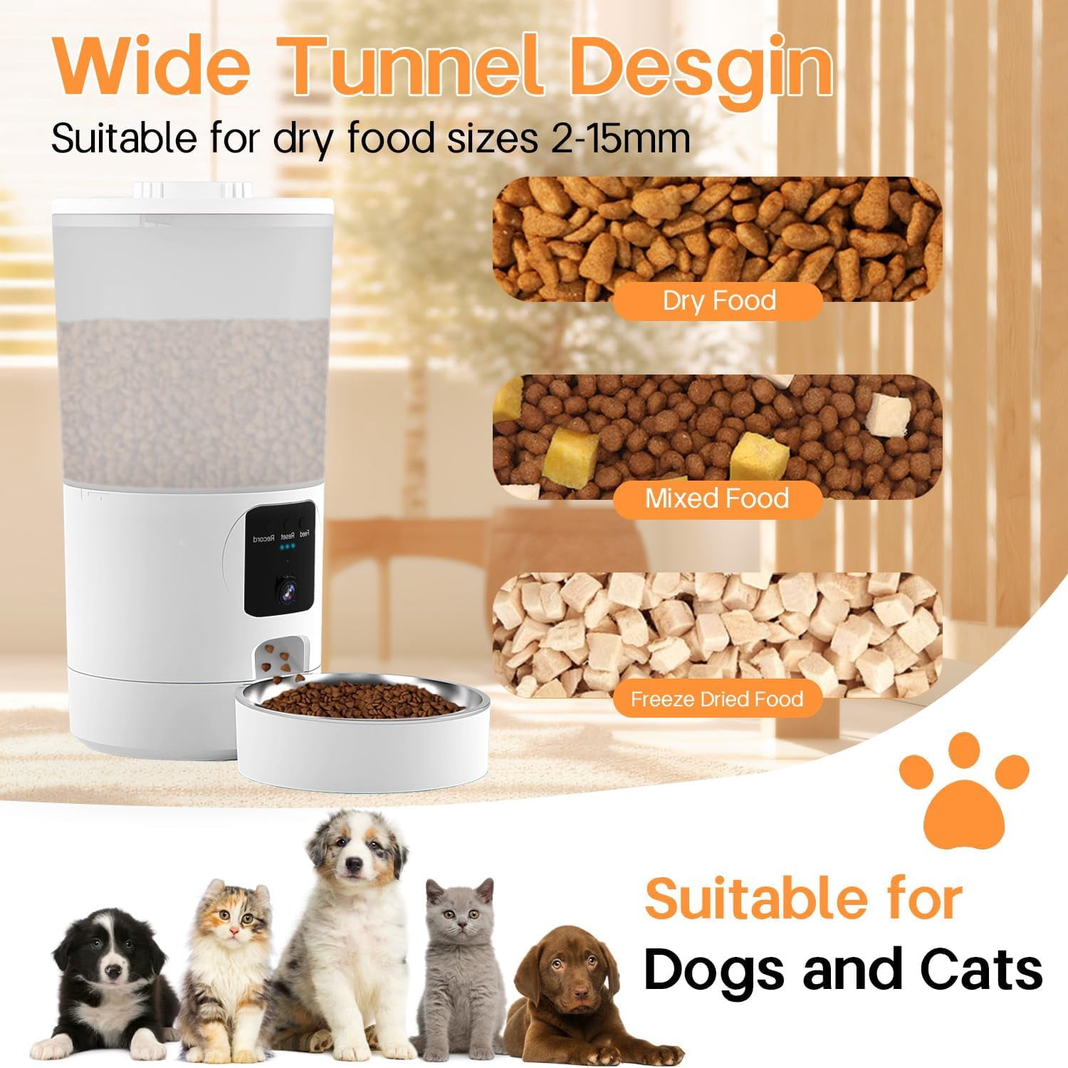 Sonox Junan Automatic Cat Feeder with 2K Camera Smart App WiFi Pet Food Dispenser for Cats Dogs Timed Control Meals Easy Clean