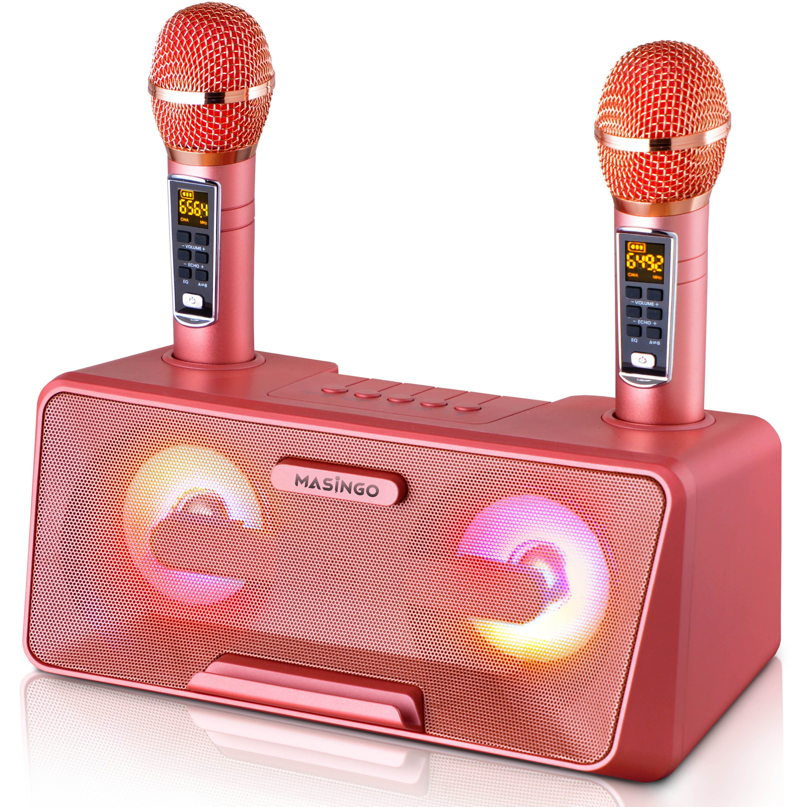 2 Wireless Dual Microphones Bluetooth Portable Singing PA Speaker System LED & Disco Lights TV and Aux Cable Karaoke Machine for Adults and Kids Best Gift for Boys & Girls 2 Pack