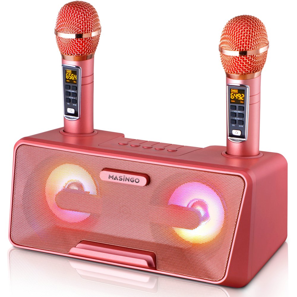 MASINGO Portable Karaoke Machine Bluetooth PA Speakers, 2 Wireless