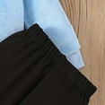 thumbnail image 4 of Zanarzt Little Girls Clothes Girl Long Sleeve Bow Sweatshirt Denim Straight Leg Jeans Pants Fall Spring Outfits Set Light Blue,5-6 Years, 4 of 7