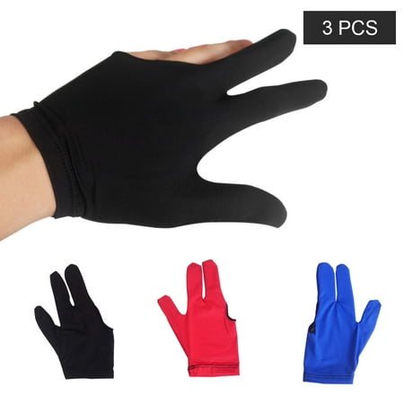 3 PCS Absorbent Billiard Gloves Three Fingers Spandex Cue Sport Glove Left Right Hand Billiard Cue Shooter