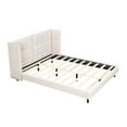 thumbnail image 2 of DreamBuck Queen Size Platform Bed with LED Lights, Headboard and Metal Legs, Linen Fabric Upholstered Platform Bed with Wood Slats Support, Platform Bed for , Teens, Adults, No Box Spring Needed, 2 of 9