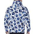 thumbnail image 7 of Wukai Blue Ink Flowers Print Men Hoodies Fleece Sweatshirts Long Sleeve Sweaters Pullover Fall Outfits Winter Clothes-4X-Large, 7 of 7