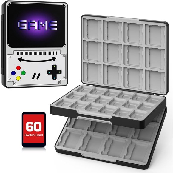 KOMI Étui de Cartes de Jeu à 60 Emplacements pour Nintendo Switch/Switch OLED/3DS/2DS, Étui de Jeu Portable 3DS, 24 Emplacements pour Cartes 3DSTG/DS/DSI et 36 Emplacements pour Cartes SD avec Fermeture Magnétique