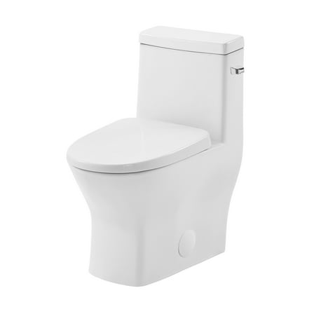 MacKenzie One-Piece 12" Rough-in 1.28 GPF Right-Hand Flush Round Toilet in Glossy White