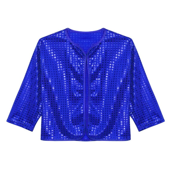 Mercatoo Sparkly Sequin Jacket for Girls Bamber Open Front Cardigan Coat Long Sleeve Lightweight Outwear Kids Glitter Clothes
