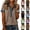#03 Brown, variant on Womens Collared Polo Shirt Half Button Short Sleeve Waffle Knit Tops Denim Patchwork Comfort Fit Work Wear Blouses,S,#03 White