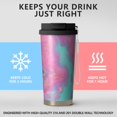 thumbnail image 2 of 18oz Travel Coffee Mug, 316 Stainless Steel Vacuum Insulated Tumbler with 2-in-1 Straw Lid & Strap, Liquid & Marble Print, 2 of 6