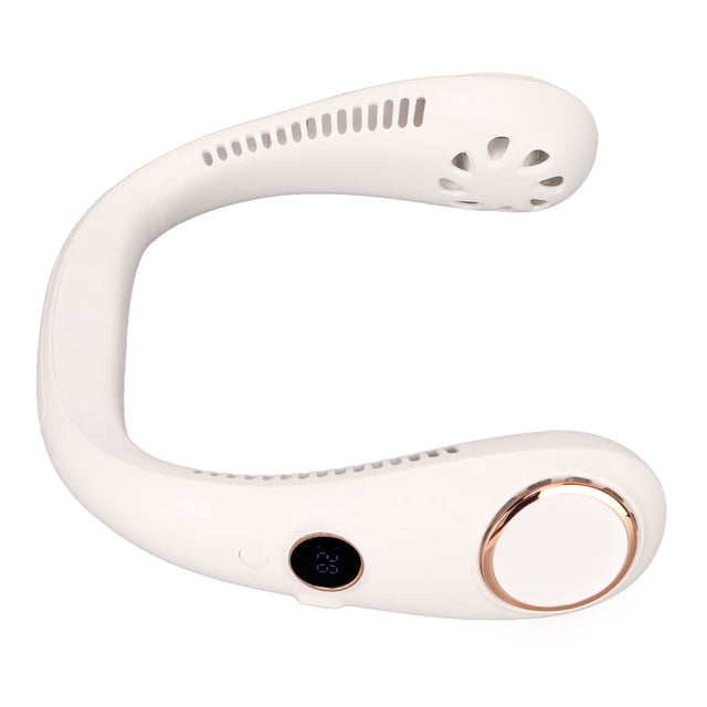 Ventilador De Cuello Sin Hojas, Viento Fuerte Pantalla De Energía En Tiempo Real Ventilador De Cuello Colgante 3 Velocidades De Viento Pantalla De Visualización LED Para Deportes