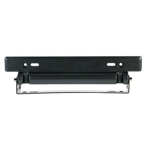 Universal Carbon Fiber Look Car License Plate Frame Holder Racing Style Angle Adjustable Relocate Mount