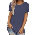 thumbnail image 4 of WTXUE Women'S T-Shirts Womens Short Sleeve Round Neck Shirts Summer Saving Top Basic Tee, Navy 3X-Large, 4 of 9