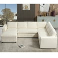 thumbnail image 3 of 110.75" Sectional Sofa, Oversized Modular Sofa, Chaise Storage, Modern U Shaped Couch, Upholstered Sofas, Chenille, Crystal Button, Living Room, Apartment (Beige), 3 of 11