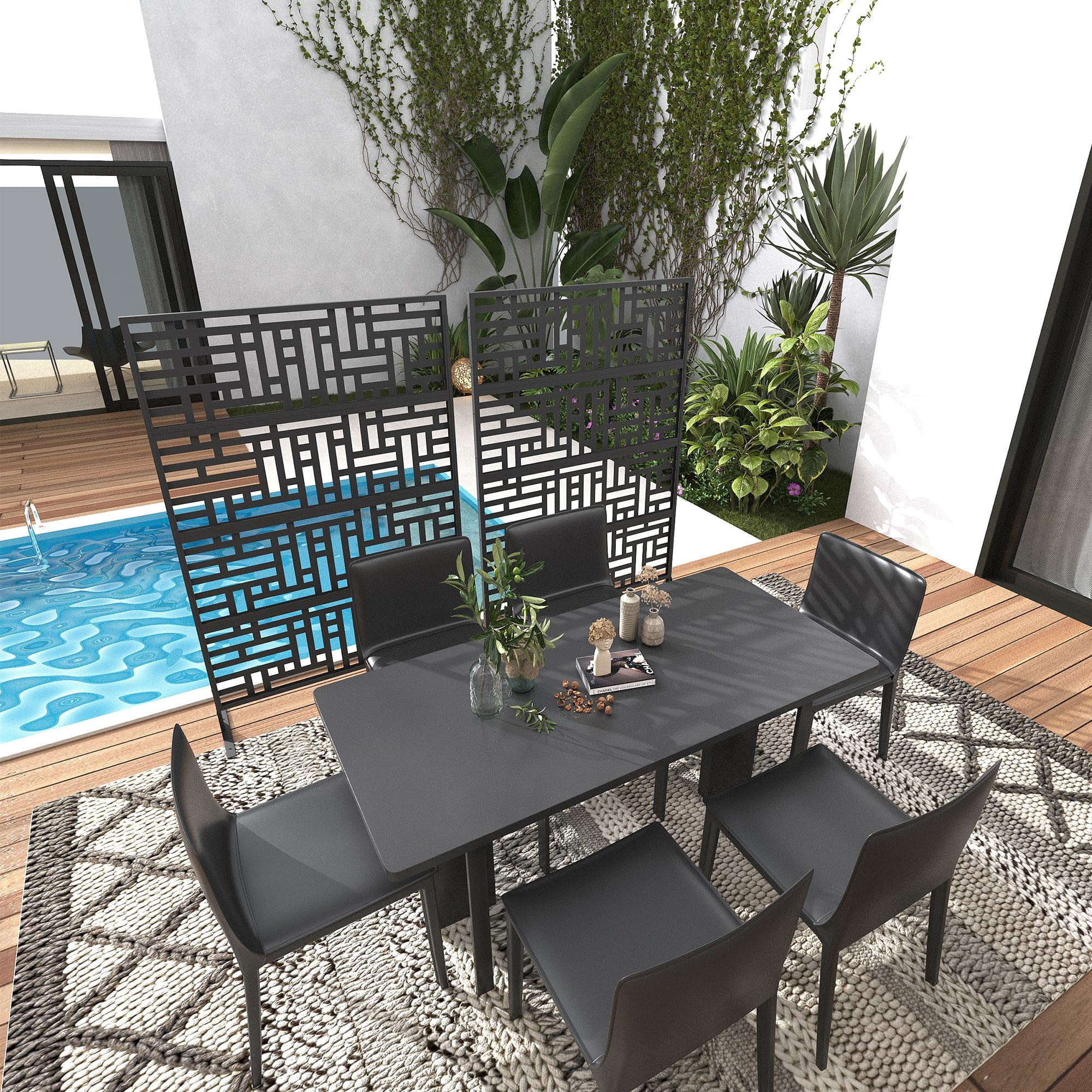 WildBreak 70.9"x46" Metal Privacy Screen - Freestanding Rustproof Outdoor Panel for Patio & Lawn