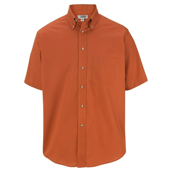 Men's Big And Tall Button Down Short Sleeve Poplin Shirt, RUST, 3XLT