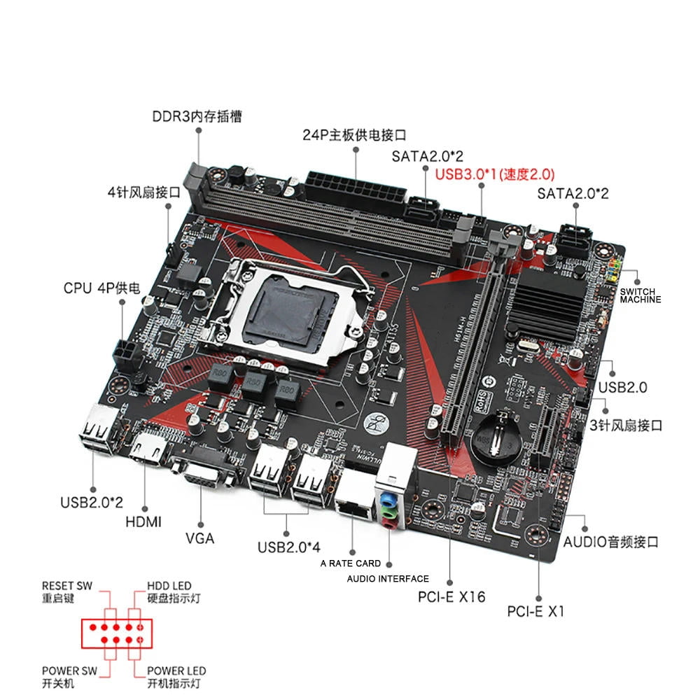 H61M-H For DDR3 H61 LGA 1155 16GB PCI-E 3.0 Micro ATX Motherboard