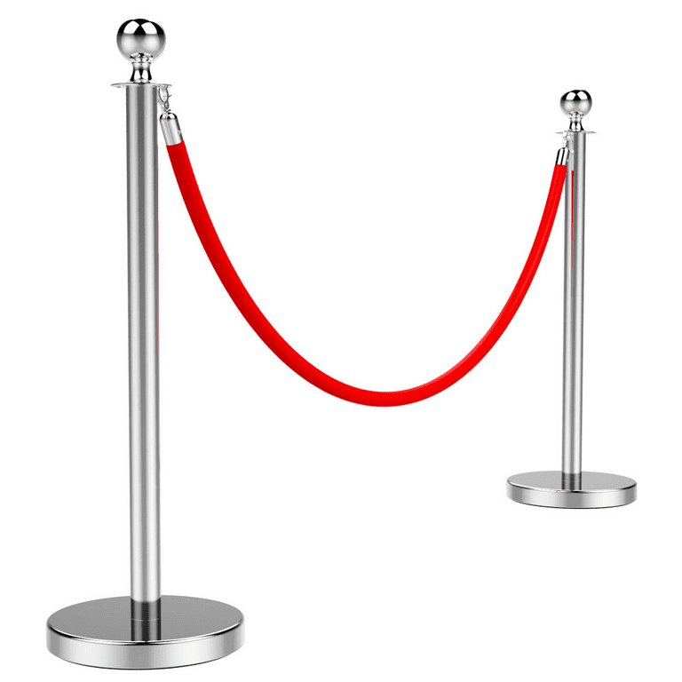 2-Pack Ball Top Stainless Steel Stanchion Silver