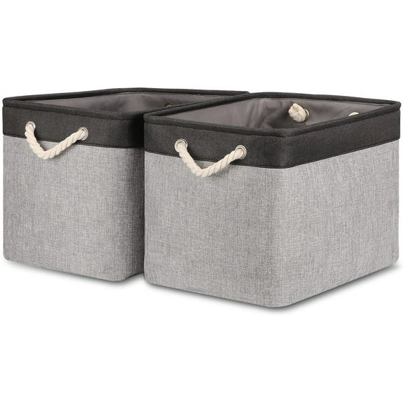 Extra Large Storage Baskets for Organizing 17x12x15.1 inch 3-Pack Fabric Closet Organizers Storage Bins with Handles Foldable Storage Baskets for Shelves Clothes XL-White&Beige