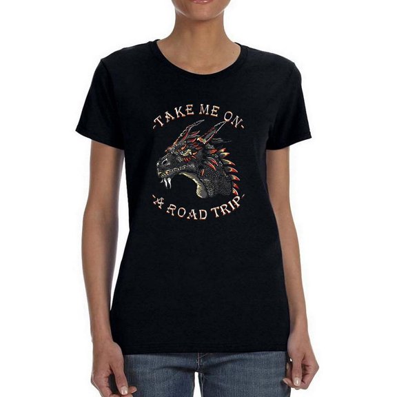 Take Me On A Road Trip Dragon Shaped T-Shirt Women -Image by Shutterstock, Female x-Large