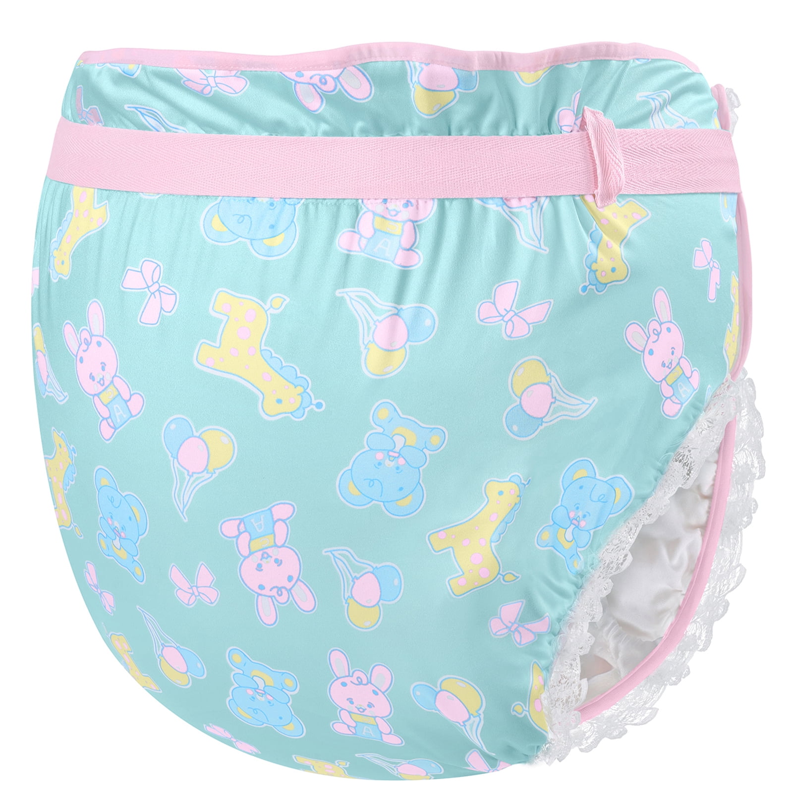 Littleforbig Silky Adult Ribbon Omutsu Diaper Wrap Cover Washable Adjustable Reusable Waterproof - Baby Parade Repeating Pattern XL
